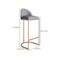 Glam Style Counter Stool Upholstered Bar Stool with Metal Base