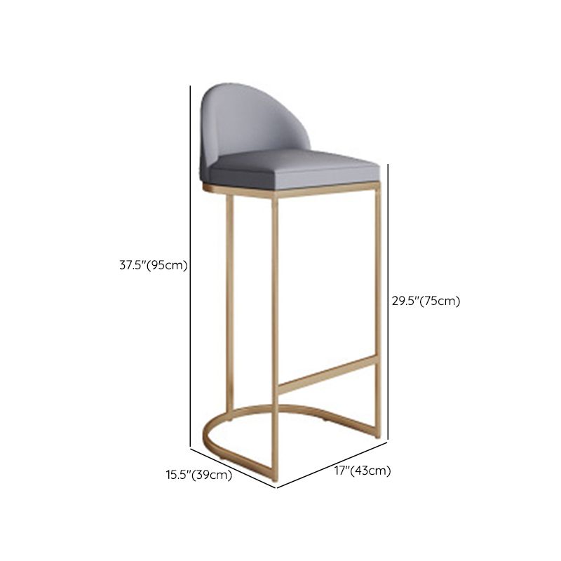 Glam Style Counter Stool Upholstered Bar Stool with Metal Base