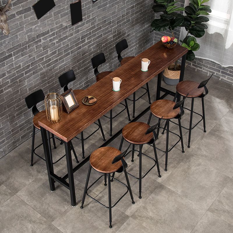 Mesa rectangular con altura de barra, mesa de pub tipo bistró con tapa de madera y base negra