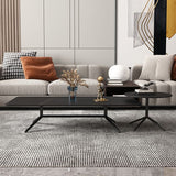 Glam Trestle Coffee Table Slate Rectangular Cocktail Table for Home