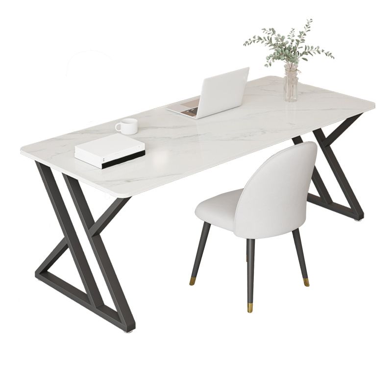 Industrial Style Office Desk Rectangular Shaped Task Desk in White for Office Clearhalo 'furn' 'furn_office_desk' 'Furniture' 'Office Desks' 'Office Furniture' 'office_desk' 1200x1200_34b7d7d7-8980-45d0-8dcc-304437dc1c79