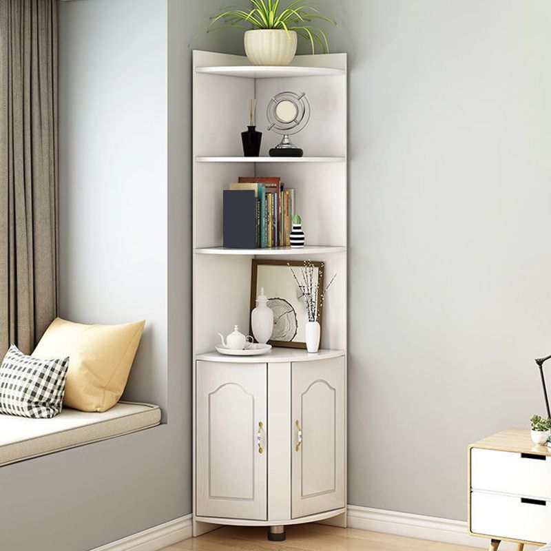 Wooden Modern Accent Cabinet Triangle Storage Cabinet with 2 Doors