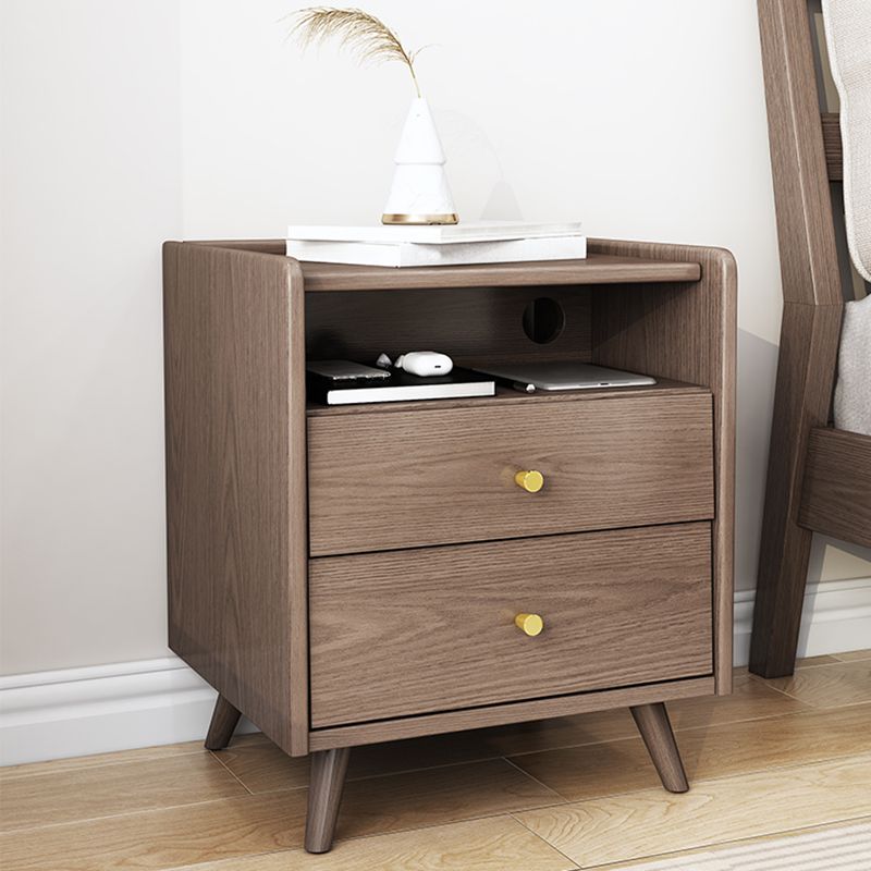 2 Drawers Night Table 1 Shelf Solid Wood Nightstand With Legs ,20.9" Tall Clearhalo 'Bedroom Furniture' 'furn' 'furn_night_stand' 'Furniture' 'night_stand' 'Nightstands' 1200x1200_34bc728e-d340-42cd-933a-d86ed2e96897