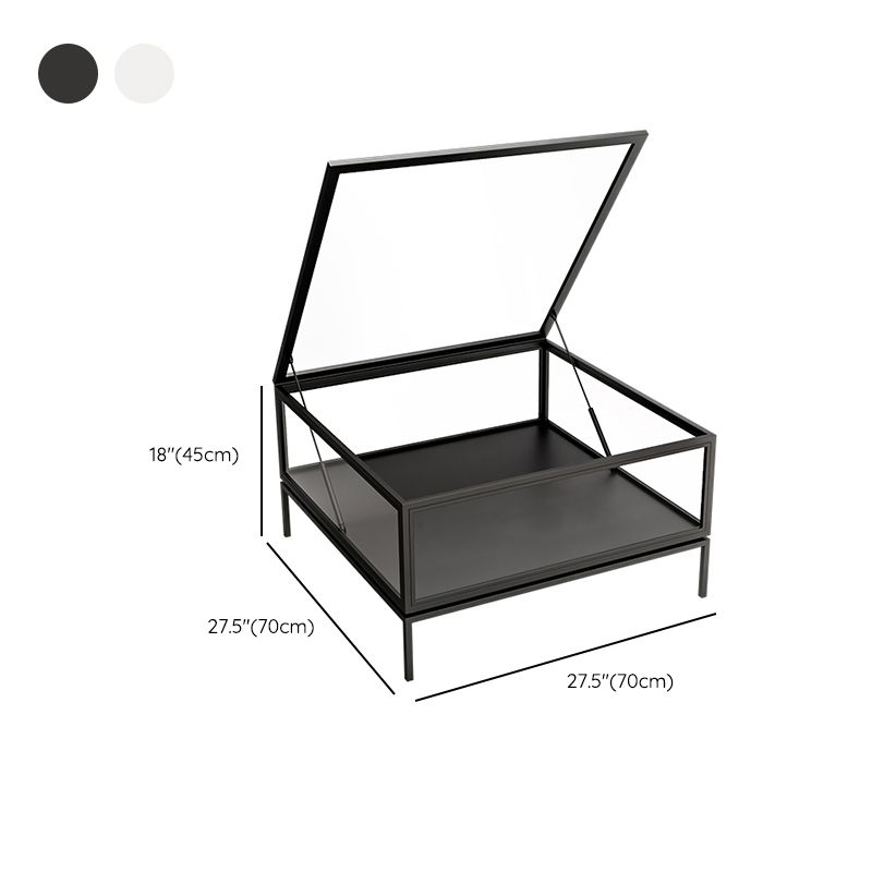 Glass Top Coffee Cocktail Table Block/4 Legs Contemporary Trunk Storage Clearhalo 'Coffee & Accent Tables' 'Coffee Tables' 'coffee_tables' 'furn' 'furn_coffee_tables' 'Furniture' 'Living Room Furniture' 1200x1200_34bd14f5-6b91-4da9-9c45-4ecdb679938f