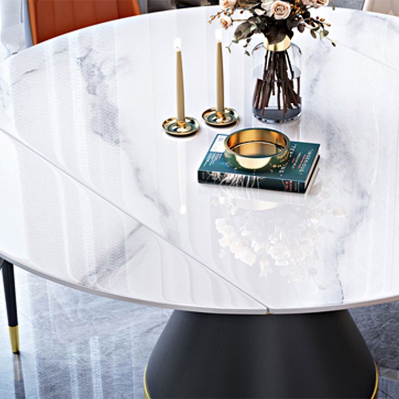 Luxury Round White Stone Top Dining Table with White & Gold Pedestal Clearhalo 'Dining Tables & Seating' 'Dining Tables' 'dining_table' 'furn' 'furn_dining_table' 'Furniture' 'Kitchen & Dining Furniture' 1200x1200_34be48e4-267d-419d-b495-18a476976db5
