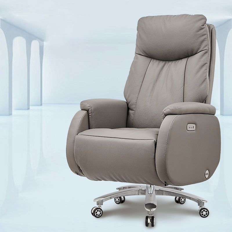 Chaise de bureau en simili cuir et cadre chromé, chaise pivotante à mécanisme d'inclinaison