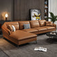 Sloped Arms Genuine Leather Sectional Sofa 35.43"High Cushion Back Sofa, Dark Brown Clearhalo 'furn' 'furn_sectionals' 'Furniture' 'furniture_sectionals' 'kitchen' 'kitchen_sectionals' 'Living Room Furniture' 'Sectionals' 1200x1200_34c0b375-77b8-482f-ba6d-99cc424d62a6