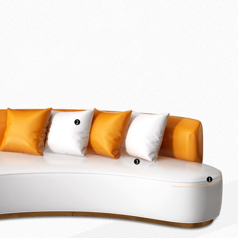 Faux Leather Contemporary Standard Armless Sofa Curved Sofa for Living Room