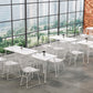 Mesa de comedor al aire libre con trípode Mesa de cena moderna con base metálica y tapa de piedra
