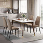 Mesa de comedor de piedra blanca rectangular contemporánea con 4 pies de madera