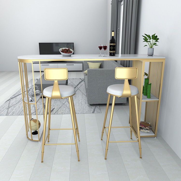 Specialty Pub Table Glam Bar Height Stone Top Bar Table for Living Room