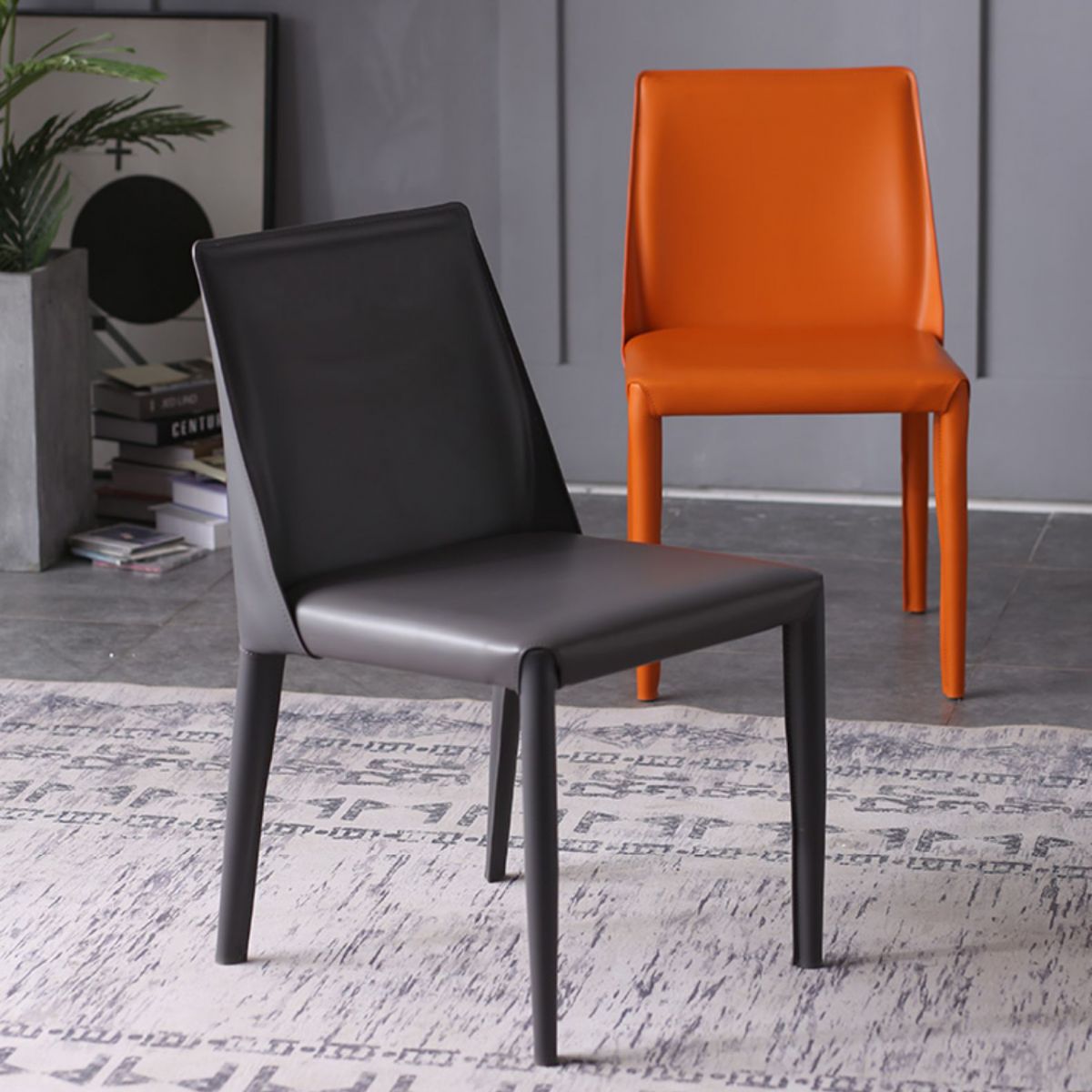 Designer Style Study Room Chair Matte Finish Leather Parsons Dining Chair (Set of 2) Clearhalo ' kitchen&dining_furn' 'Dining Chairs' 'Dining Tables & Seating' 'dining_chair' 'furn' 'furn_dining_chair' 'Furniture' 'furniture_dining_chair' 'Kitchen & Dining Furniture' 'kitchen' 1200x1200_34c822bb-a313-4ba5-aad3-49f3700ad32c