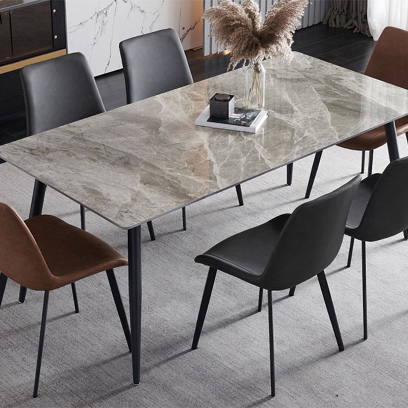 Metal Industrial Rectangle Dining Table Sintered Stone Top Indoor Table with Black Legs Clearhalo 'Dining Tables & Seating' 'Dining Tables' 'dining_table' 'furn' 'furn_dining_table' 'Furniture' 'furniture_dining_table' 'Kitchen & Dining Furniture' 'kitchen' 'kitchen_dining_table' 1200x1200_34c853e2-a997-435e-bbcb-e4d5676adb2d