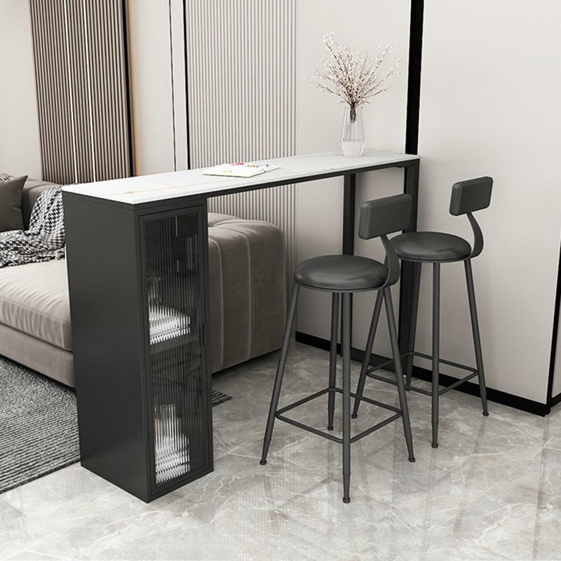 Industrial Backrest Counter Stool Iron Bar Stool with Leather Cushion and Footrest