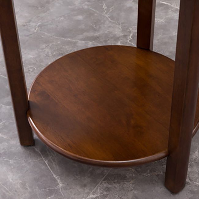 Nordic Style 3 Legs Base Design Round Solid Wood Table with Storage Shelf Side Table