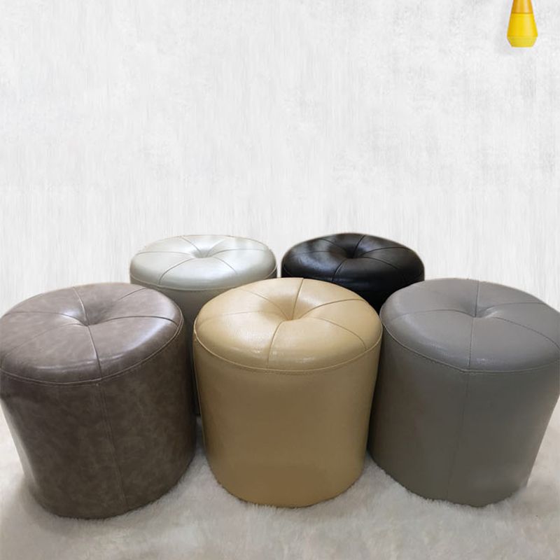Modern PU Leather Pouf Chair Plain Cylinder Shape Tufted Mildew Resistant Ottoman Stool Clearhalo 'furn' 'furn_ottomans_poufs' 'Furniture' 'Living Room Furniture' 'Ottomans & Poufs' 'ottomans_poufs' 1200x1200_34ca10ee-0dda-46d2-9c15-ae67d503fd66