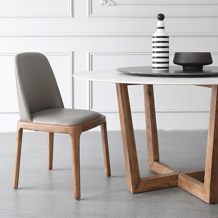 Scandinavian Armless Dining Chairs Ash Wood Frame Chair with Upholstered
