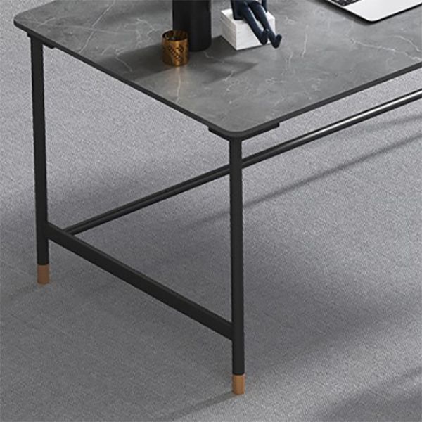 Industrial Rectangular Writing Desk H-Shape Office Desk Dark Taupe Clearhalo 'furn' 'furn_office_desk' 'Furniture' 'Office Desks' 'Office Furniture' 'office_desk' 1200x1200_34cd67ce-e435-48f8-9572-a75d43ee6d48