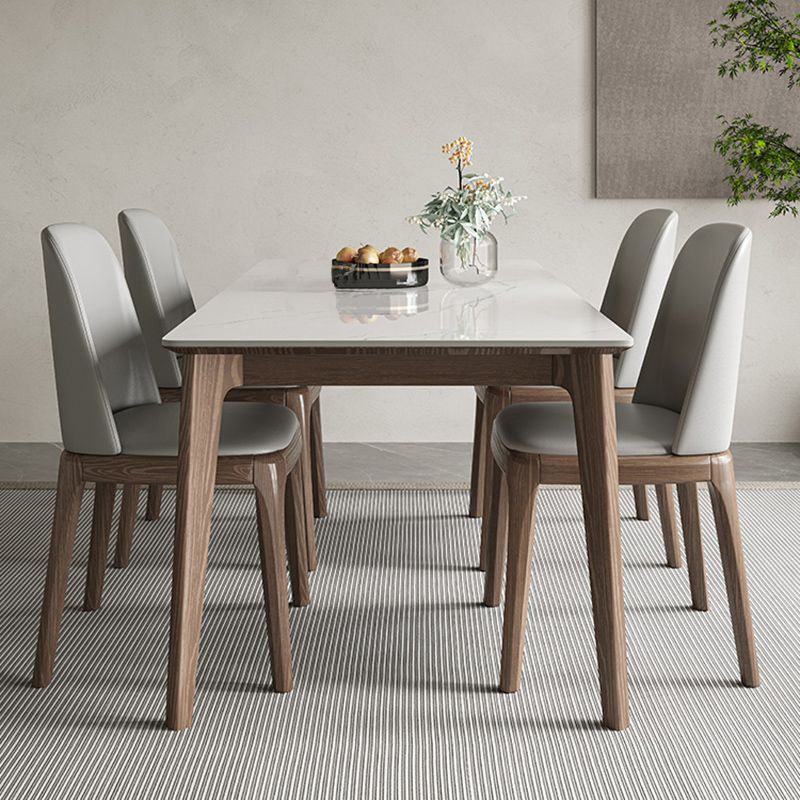Modern 1/4/5/7 Pieces Dining Table Set Stone Rectangle Furniture in White Clearhalo 'Dining Room Sets' 'Dining Tables & Seating' 'dining_room_set' 'furn' 'furn_dining_room_set' 'Furniture' 'Kitchen & Dining Furniture' 1200x1200_34ce2a51-a480-408d-8397-105b261716f4