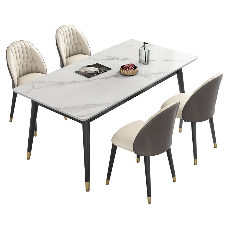 Sintered Stone White Tone Table Luxury Style 4 Legs Table for Dining Room Clearhalo ' dining_table' 'Dining Tables & Seating' 'Dining Tables' 'furn' 'furn_dining_table' 'Furniture' 'furniture_dining_table' 'Kitchen & Dining Furniture' 'kitchen&dining_furn' 'kitchen' 'kitchen_dining_table' 1200x1200_34d29073-9030-4aba-8746-338c9c25fbdf
