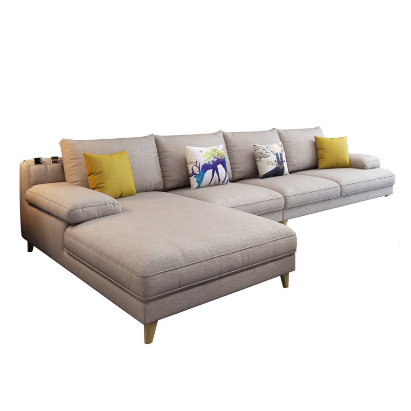 Linnen slipcovered sectional flard arm sectional met opslag