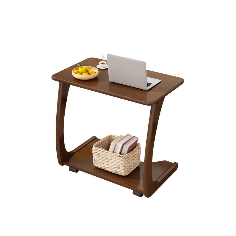 Skandinavischer Rechteck Massivholz Couchtisch 24,8 "H -Schlittencocktisch mit Regal