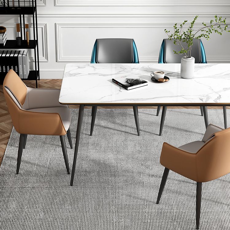 Contemporary Metal Dining Room Armchairs Leather Upholstered Side Chairs for Home Use Clearhalo ' kitchen&dining_furn' 'Dining Chairs' 'Dining Tables & Seating' 'dining_chair' 'furn' 'furn_dining_chair' 'Furniture' 'furniture_dining_chair' 'Kitchen & Dining Furniture' 'kitchen' 1200x1200_34d6891f-6d4f-4d42-989b-f482488efbfb