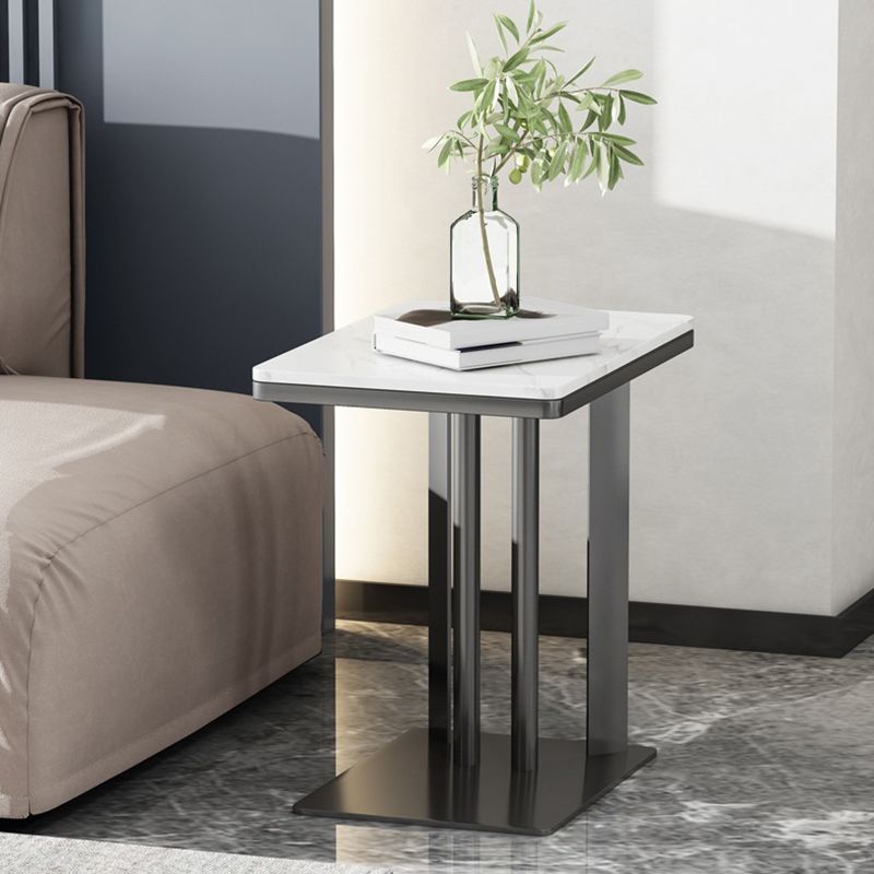 Contemporary Black Slate Top End Table 21.65" Tall C-shape Side Table Clearhalo 'Coffee & Accent Tables' 'End & Side Tables' 'end_side_tables' 'furn' 'furn_end_side_tables' 'Furniture' 'Living Room Furniture' 1200x1200_34d6da5b-7958-462e-b410-b4bc9e98d3c6