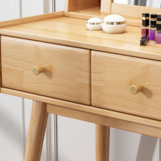 Tavolo da tavolo da vanità in legno nordico 2 cassetti tavolo da trucco a specchio