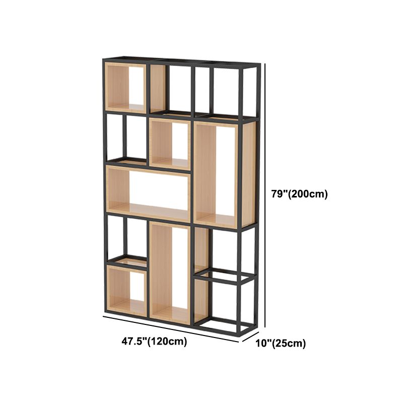Industrial Open Etagere Bookshelf Iron Frame Solid Wood Shelf Bookshelf Clearhalo 'Bookcases' 'furn' 'furn_bookcases' 'Furniture' 'furniture_bookcases' 'kitchen' 'kitchen_bookcases' 'Living Room Furniture' 'Office Furniture' 1200x1200_34d7c9d4-b99a-4e3f-88b8-0dbf9d9a9d1d