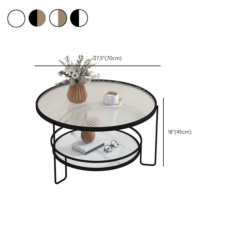 3 Legs Round Cocktail Table Glass Top Coffee Table with Shelf Clearhalo 'Coffee & Accent Tables' 'Coffee Tables' 'coffee_tables' 'furn' 'furn_coffee_tables' 'Furniture' 'Living Room Furniture' 1200x1200_34dcd3bd-9129-4d24-8796-7d1d7d41026c