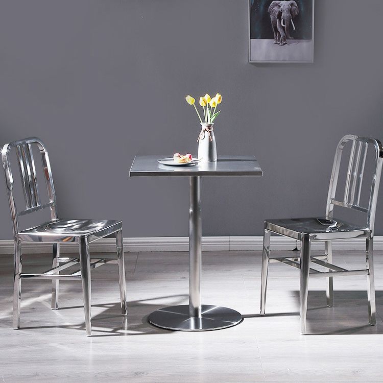 Industrial Dining Room Table Stainless Steel Table with Pedestal Table Clearhalo ' dining_table' 'Dining Tables & Seating' 'Dining Tables' 'furn' 'furn_dining_table' 'Furniture' 'furniture_dining_table' 'Kitchen & Dining Furniture' 'kitchen&dining_furn' 'kitchen' 'kitchen_dining_table' 1200x1200_34dd5758-a6ce-4d4c-8fd2-f10546289296