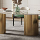 Contemporary Oval Dining Table Stainless Steel Base Pedestal Table for Dining Room