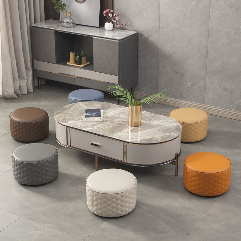 Stylish PU Ottoman Solid Color Water Resistant Round Footstool Ottoman Clearhalo 'furn' 'furn_ottomans_poufs' 'Furniture' 'Living Room Furniture' 'Ottomans & Poufs' 'ottomans_poufs' 1200x1200_34de6105-7a30-42b1-8894-7df76f3c3aa6