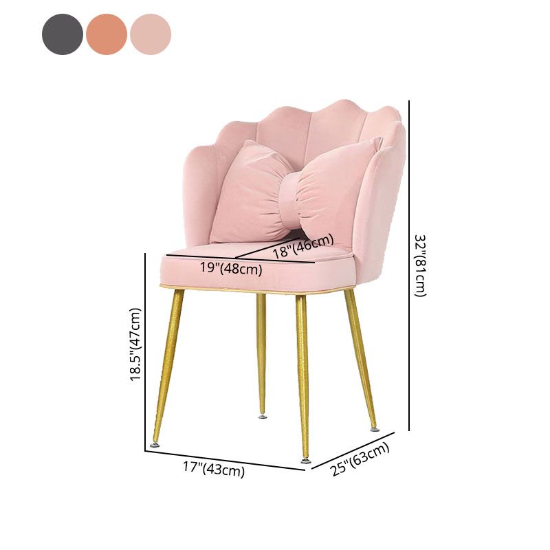 Nordic Style Metal Dining Room Chair Velvet Armless Dining Chairs for Home Use