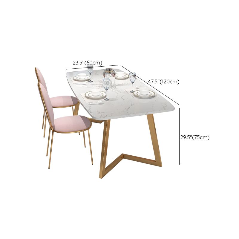 White - Gold Dining Room Dinner Kitchen Table Rectangle Dining Table