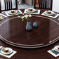 Glossy Brown Wood Dinette Table with Pedestal Traditional Round Dining Table