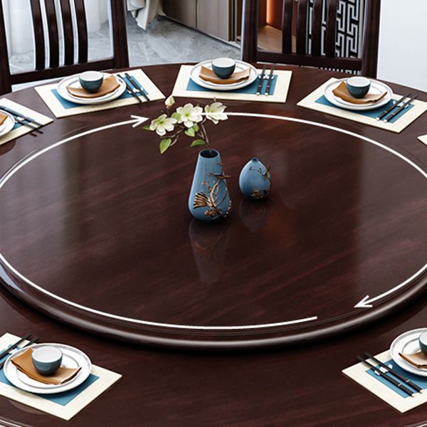 Glossy Brown Wood Dinette Table with Pedestal Traditional Round Dining Table
