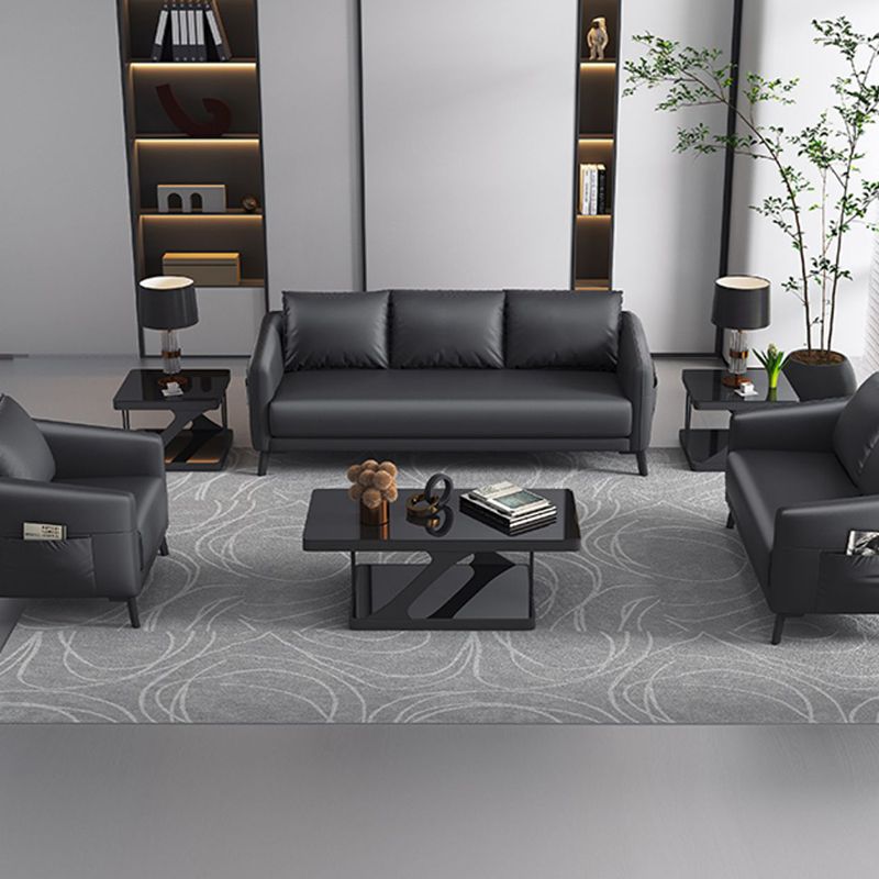 Canapé moderne à 3 places moderne du milieu du siècle canapé de bras carré en cuir avec rangement