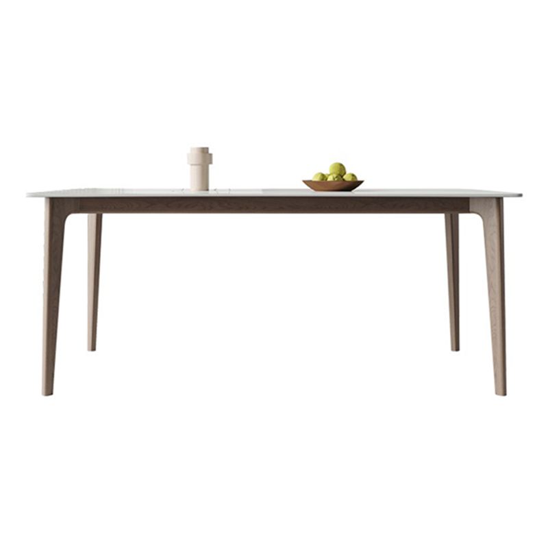 Mid-Century Rectangle Dining Table Stone Dining Table with Solid Wood Legs Clearhalo 'Dining Tables & Seating' 'Dining Tables' 'dining_table' 'furn' 'furn_dining_table' 'Furniture' 'Kitchen & Dining Furniture' 1200x1200_34e8a77c-ad16-4bf2-bc47-a3ff974e20f7