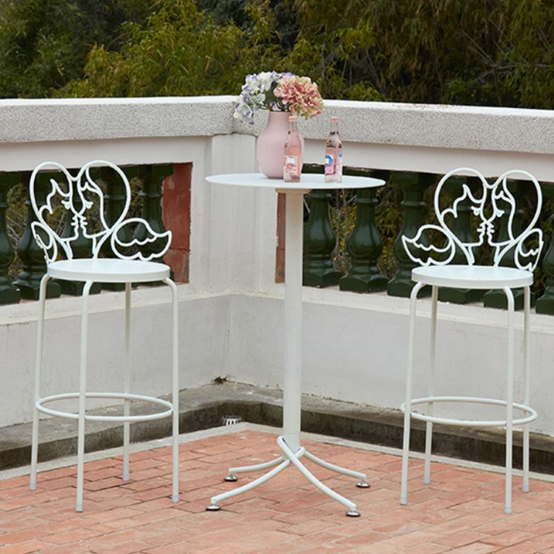 Metal Bar Dining Table Industrial Bar Height Cocktail Table with Pedestal