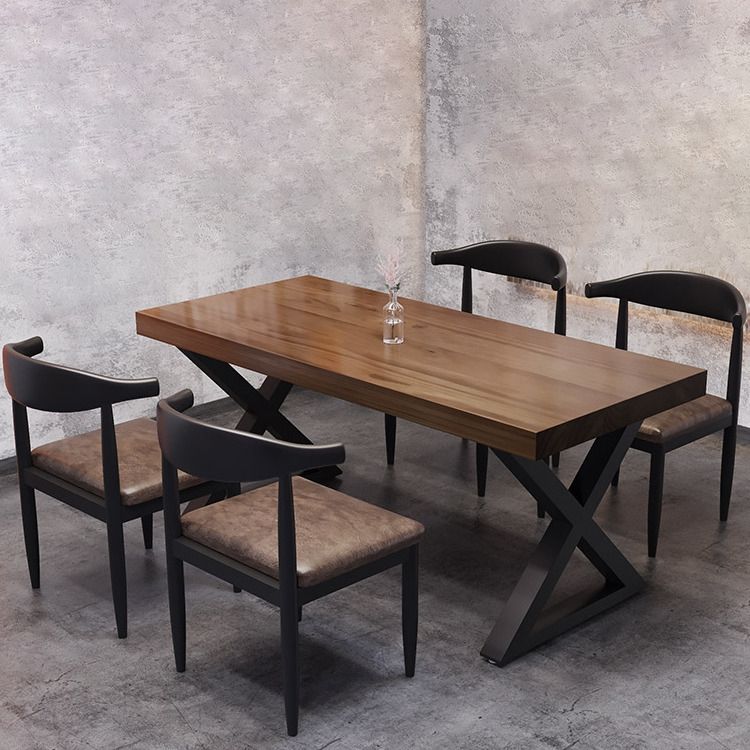 Solid Wood Dining Table Industrial Style Dining Table with Black Frame Clearhalo 'Dining Tables & Seating' 'Dining Tables' 'dining_table' 'furn' 'furn_dining_table' 'Furniture' 'Kitchen & Dining Furniture' 1200x1200_34ec81ac-2357-4072-b1b3-6accb0cd4e3e