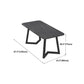 Mesa de comedor rectangular industrial de piedra sinterizada negra con base de metal