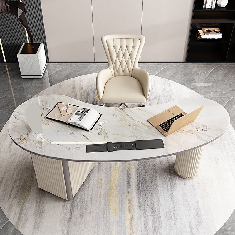 Bureau de bureau secrétaire en marbre contemporain, 27,6 "W x 29,5" H