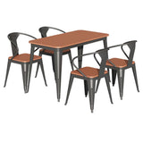 Juego de mesa de madera de estilo contemporáneo 1/2/3/5/7 piezas de comedor con sillas de metal
