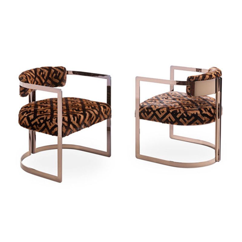Silla de brazo tapizado silla de comedor de estilo moderno con patas de metal