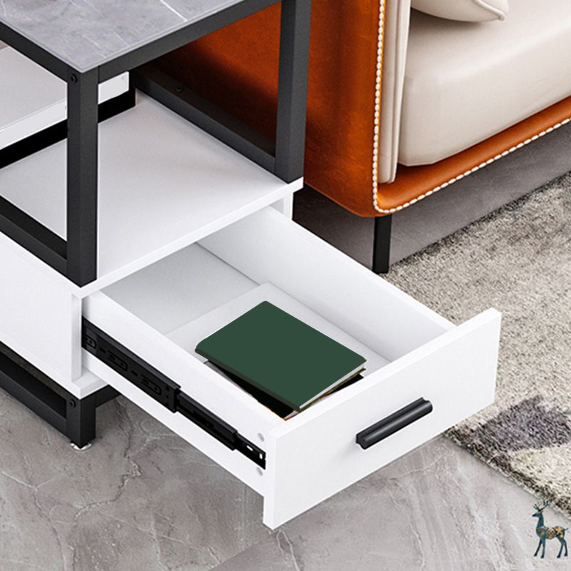 1ドロワー1シェルフエンドテーブルモダン21.65 "背の高い石のサイドテーブル