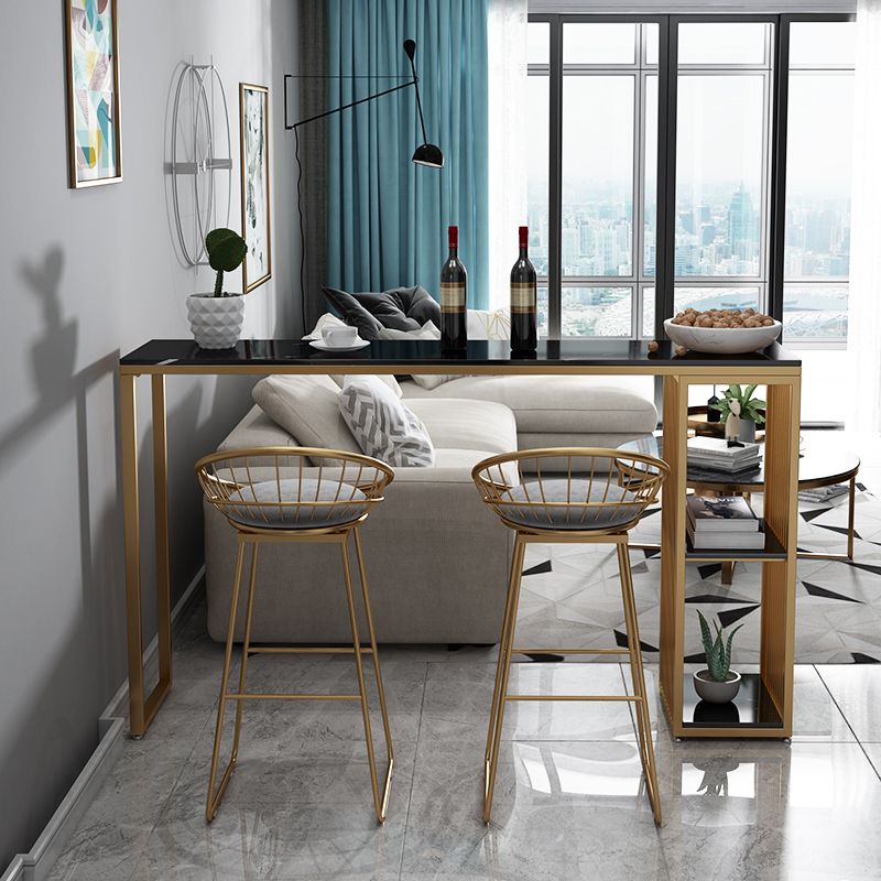 Marble Bistro Bar Desk with Rectangle Table Top Double Pedestal Table - 41.3" H Clearhalo 'Bar Furniture' 'Bar Tables' 'bar_tables' 'furn' 'furn_bar_tables' 'Furniture' 'furniture_bar_tables' 'Kitchen & Dining Furniture' 1200x1200_34fa5ce1-4182-4c6f-be30-ca55fec1e6ba