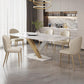 Glam Dinette Set with Faux Leather Chairs 1/2/5/6/7 Pieces Glossy White Dining Table Set