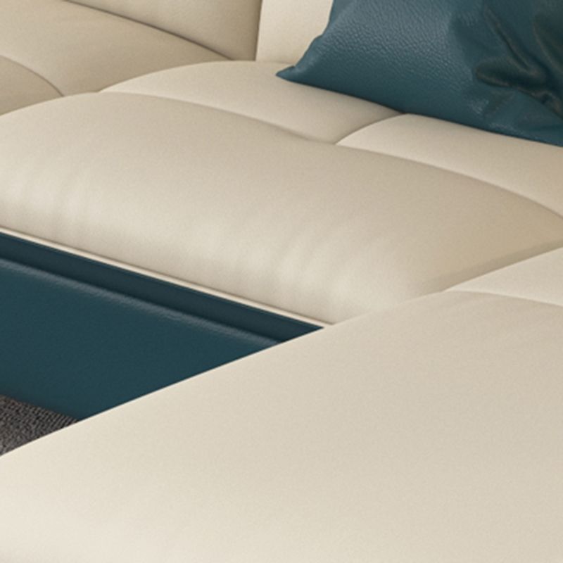 ベージュの本物の革のソファ/セクショナルリビングルームのための抵抗抵抗性四角い腕ソファ